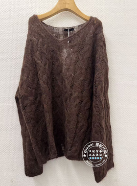 INITIAL国内代购 25冬 女圆领镂空钩花毛衣25WOTFOCXX728不退换