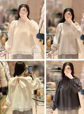 SNIDEL 国内代购 25秋冬 甜美立领蝴蝶结雪纺衬衫 SWFB255162