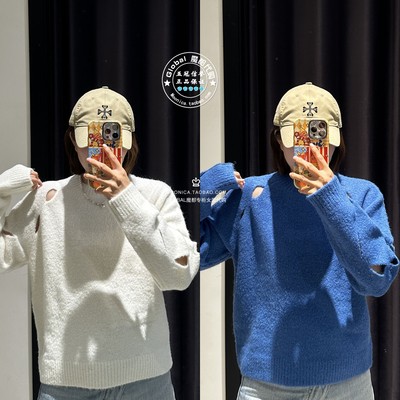 MOUSSY圆领纯色镂空针织衫毛衣