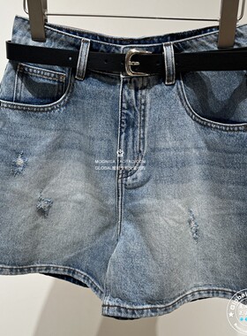 MOFAN/摩凡 国内代购 26夏 百搭牛仔蓝破洞水洗牛仔短裤FBK526287