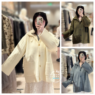 SNIDEL国内代购 25秋冬 立领中长款厚款宽松针织衫外套SWNT254244