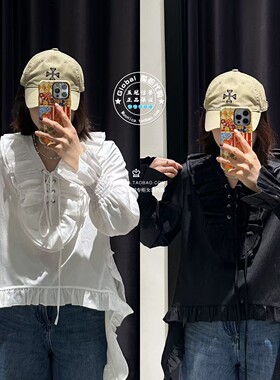 MOUSSY国内代购 26春夏 V领荷叶边绑带长袖衬衫上衣028JSA30-1015