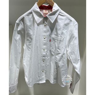 正品levis李维斯 26早春 女士白色纯棉翻领衬衫 006Q7-0000