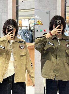 MOUSSY26秋冬工装长袖衬衫上衣