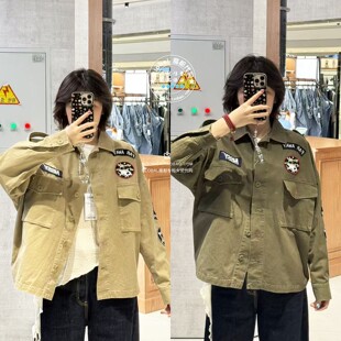 MOUSSY国内代购 26秋冬工装风贴布LOGO长袖衬衫上衣028JAA30-1140