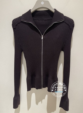 NUTS女装国内代购 25冬 纯色翻领修身简约百搭针织开衫6480587A1