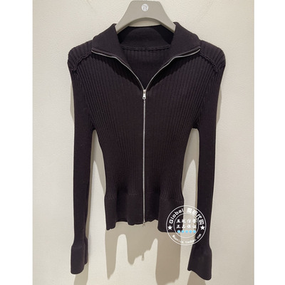 NUTS女装国内代购 25冬 纯色翻领修身简约百搭针织开衫6480587A1