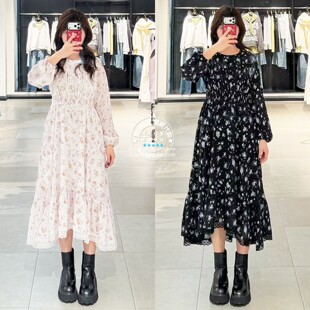 SLY国内代购 26春夏 日系碎花束腰中长款连衣裙子 038JSZ33-1001