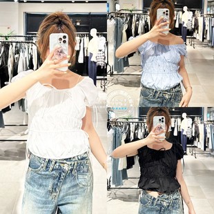 25秋 030IAZ30 日系系带娃娃领短袖 上衣女 0781 衬衫 SLY国内代购