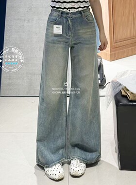 MOUSSY国内代购 26春夏 日系做旧水洗直筒牛仔裤子 028JSA11-1031