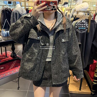 MOUSSY日系豹纹多口袋夹克外套女