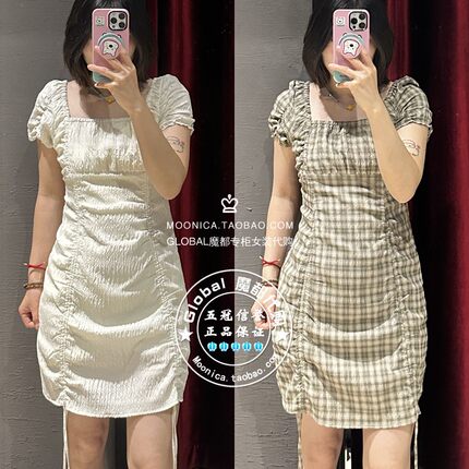 特价 MOUSSY国内代购 25春夏 方领露背收腰连衣裙子010ISP33-6301