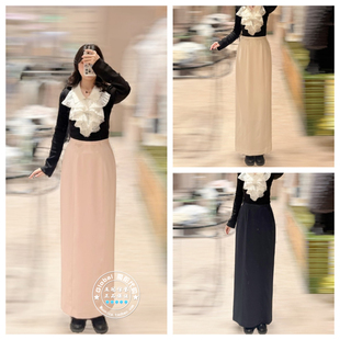 SNIDEL 国内代购 25秋冬 纯色高腰后开衩毛呢半身裙 SWFS261045