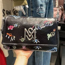 MOUSSY国内代购 25冬 牛皮涂鸦单肩手提斜跨包包女 028IAA56-1010