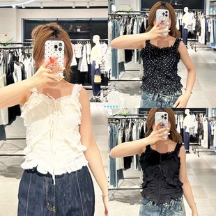 25秋 女030IAZ30 日系可爱蕾丝边无袖 吊带衫 0831 衬衫 SLY国内代购