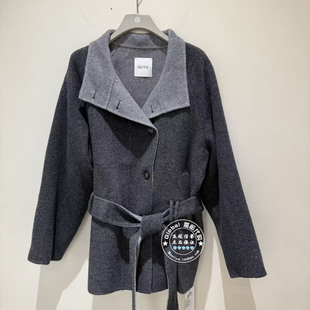 NUTS女装国内代购 2025冬 翻领简约系带羊毛双面呢大衣6431505A1