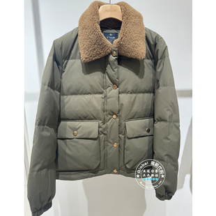 25秋冬 国内代购 橄榄绿仿羊羔毛翻领羽绒服MAY584112 摩凡 MOFAN