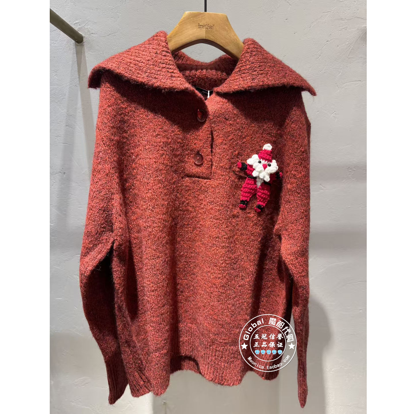 INITIAL国内代购 25冬 翻领绣花时尚百搭毛衣25WOTFMCVV877不退换