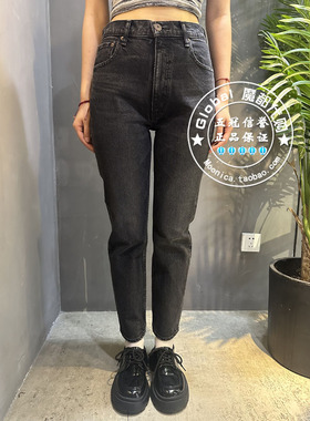 MOUSSY国内代购 23秋冬 黑色低腰小脚直筒牛仔裤女 010GSA12-2620