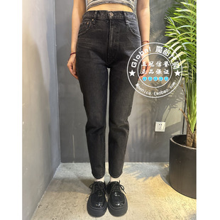 MOUSSY国内代购 23秋冬 黑色低腰小脚直筒牛仔裤女 010GSA12-2620