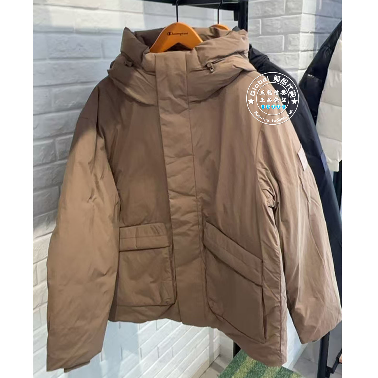 CHAMPION情侣纯色拉链连帽羽绒服
