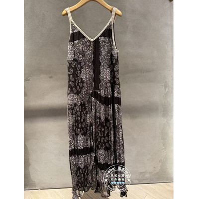 INITIAL国内代购 26春 女V领印花吊带连衣裙26SDNFMCVV911不退换