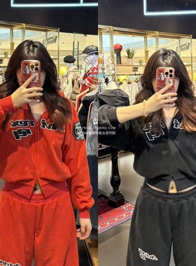 MOUSSY国内代购 25冬 AVIREX加绒字母连帽卫衣上衣 010IAF01-5661