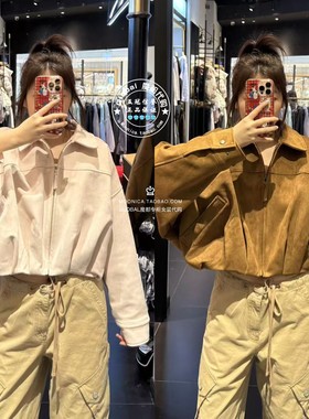 MOUSSY国内代购 26春 翻领仿麂皮高腰短款夹克外套 010JS230-0261