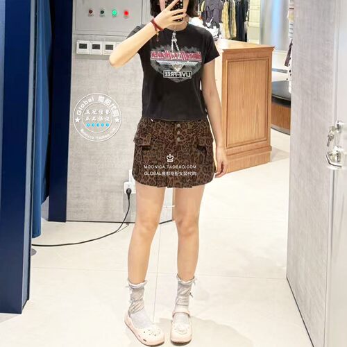 MOUSSY26秋冬豹纹短款半身裙子