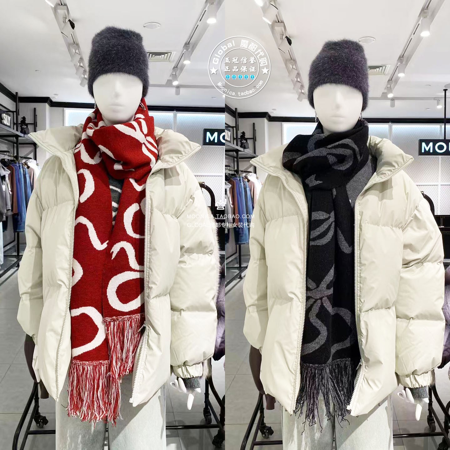 SLY国内代购 25秋冬 日系蝴蝶结图案保暖围巾围脖 030IA472-3391