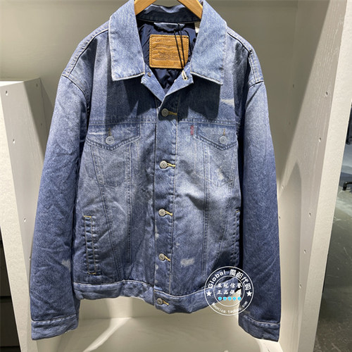 李维斯羽绒服牛仔外套短款翻领