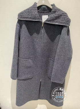 NUTS女装国内代购 25冬 纯色翻领羊毛中长款毛呢大衣6481547A1