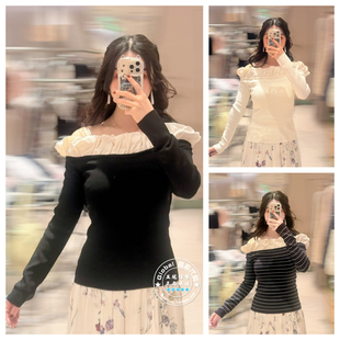 SNIDEL 国内代购 26春 气球荷叶边一字领针织套头衫 SWNT261063