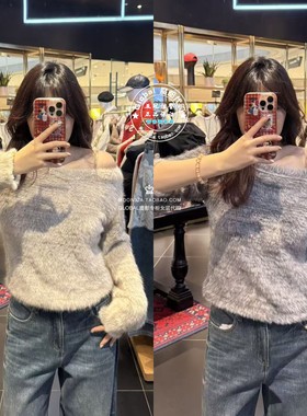 MOUSSY国内代购 25冬 日系毛茸茸套头针织衫毛衣 010IA370-6281