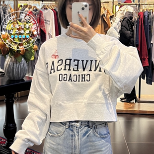 MOUSSY代购 卫衣上衣女010IS801 25春 长袖 0861 限定圆领短款 特价