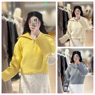 SNIDEL国内代购 25秋冬 简约纯色半拉链螺纹翻领针织衫SWNT254232