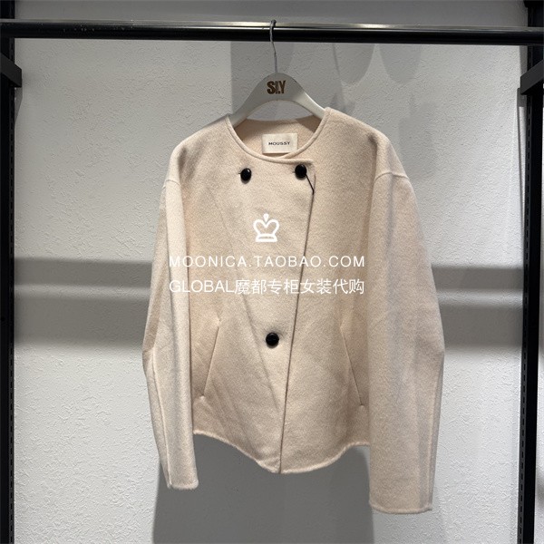 特价MOUSSY26冬短款毛呢大衣