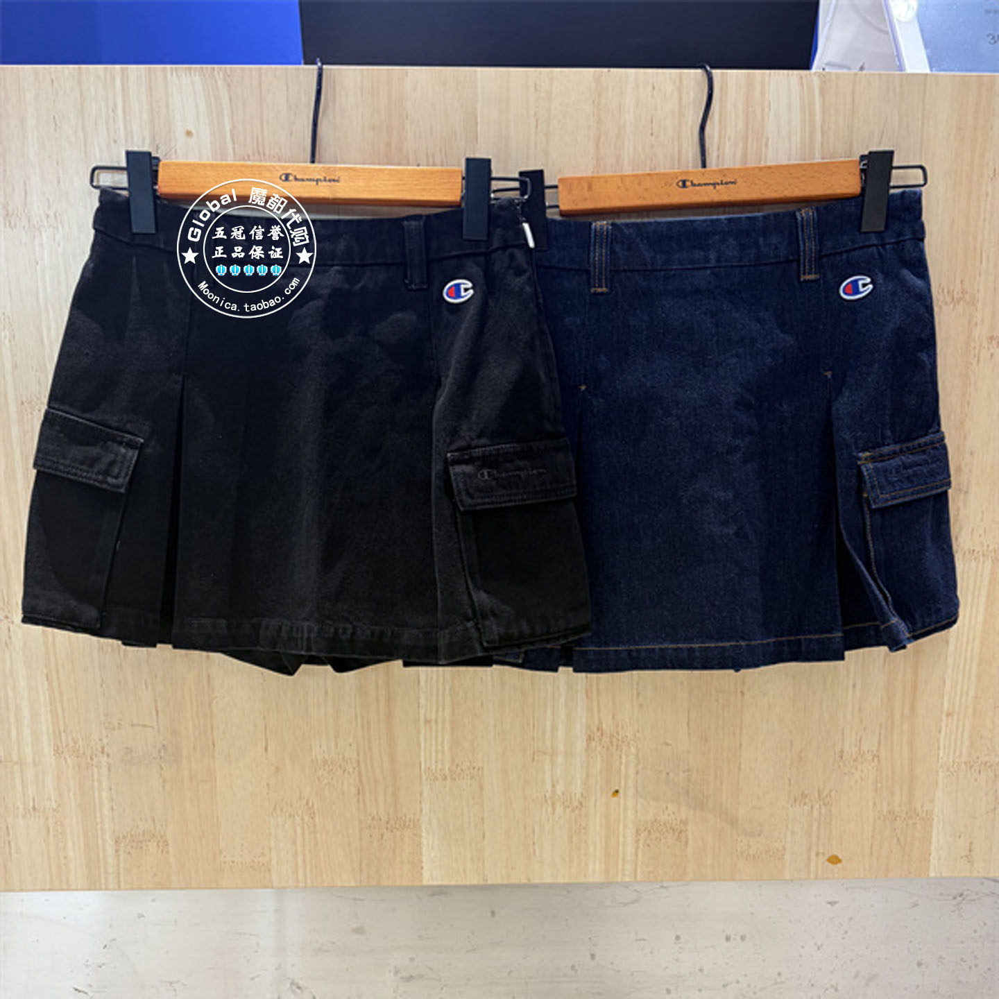 CHAMPION冠军国内代购 26夏 松紧腰工装口袋牛仔短裙女U6BSKSW242
