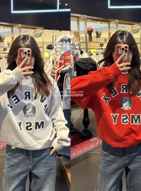 MOUSSY国内代购 25冬 AVIREX联名字母圆领卫衣上衣 010IAF01-5631