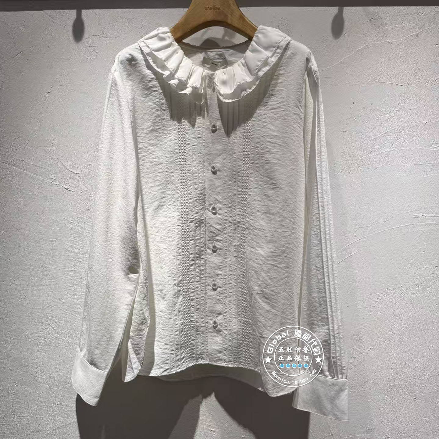 INITIAL国内代购 25冬 女荷叶边甜美长袖衬衫25WITFMCVV836不退换