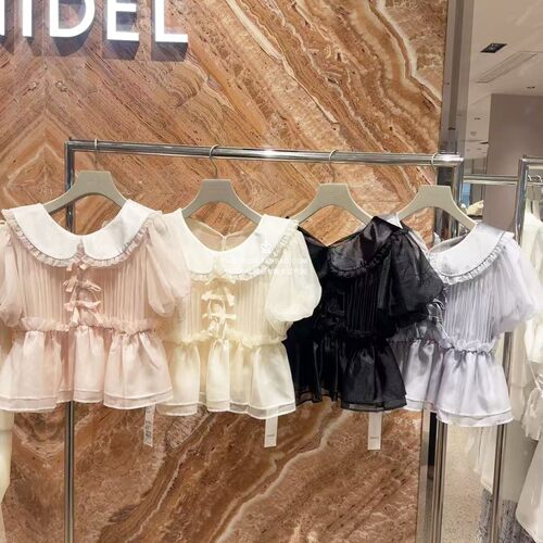 SNIDEL 国内代购 26春 甜美丝绒娃娃领收腰泡泡袖衬衫 SWFB261305