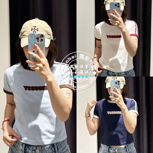 MOUSSY短袖LOGO修身棉T恤衫女