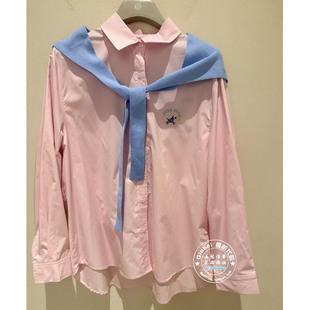 NUTS国内代购 2026春 翻领简约休闲百搭含披肩长袖衬衫7180120A1