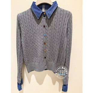 NUTS国内代购 2026春 翻领螺纹气质百搭假两件针织开衫7180553A1