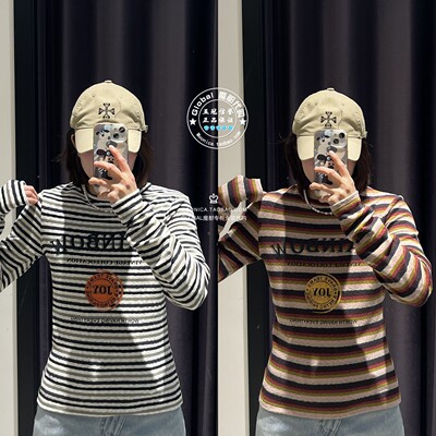 MOUSSY25秋冬条纹针织长袖T恤衫