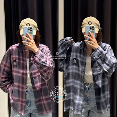 MOUSSY日系宽松格纹休闲长袖衬衫