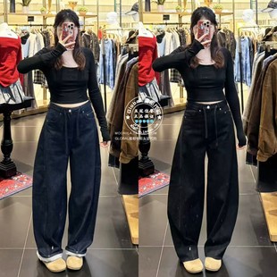 028IAA11 MOUSSY国内代购 女 系带百搭休闲阔腿牛仔裤 1025 25秋冬