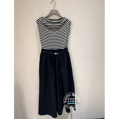 NUTS国内代购 2026夏 圆领条纹腰带拼接气质无袖连衣裙7211015A1