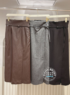 FRAY I.D国内代购 25冬 高腰系带气质优雅直筒半身裙FWFS255055