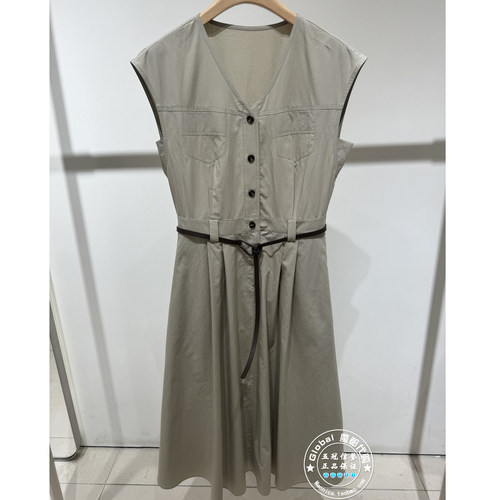 MOFAN/摩凡 国内代购 26夏 搭腰带V领无袖连衣裙 FBL226169